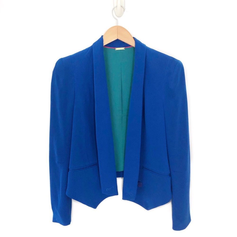 Rebecca Minkoff 100% Silk Cobalt Blue Blazer Sz 2 Office Siren